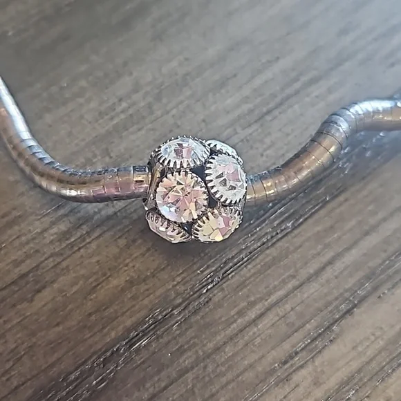 Fun Flexible Silver Snake Chain with a Chunky Crystal Ball Pendant - Picture 2 of 7